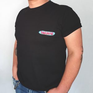 t-shirt noir avec logo paname en couleur